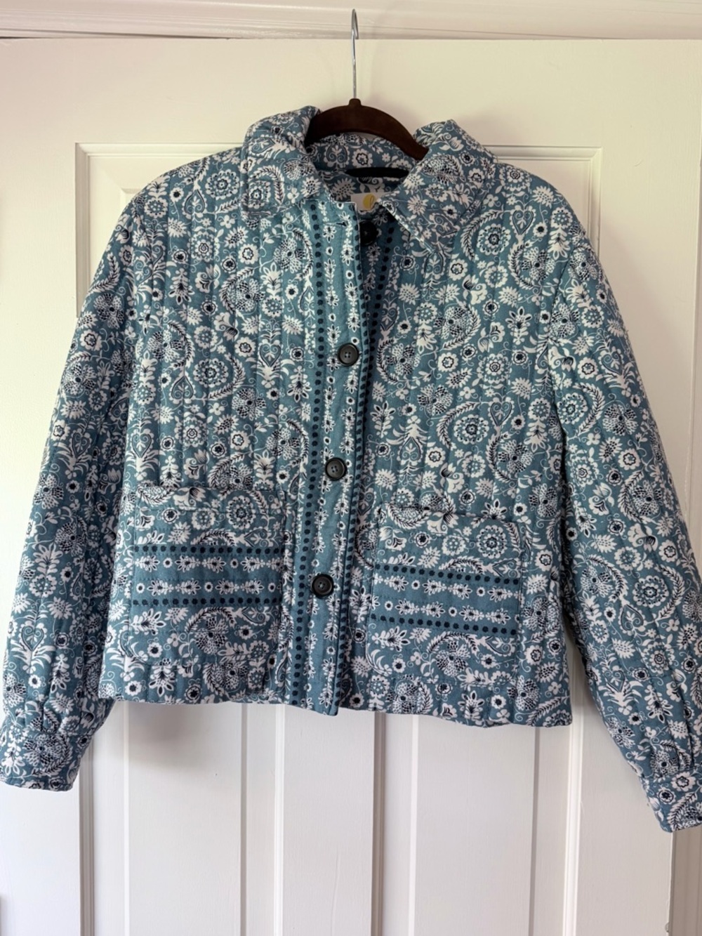 Boden Blue-White Quilted Paisley Jacket